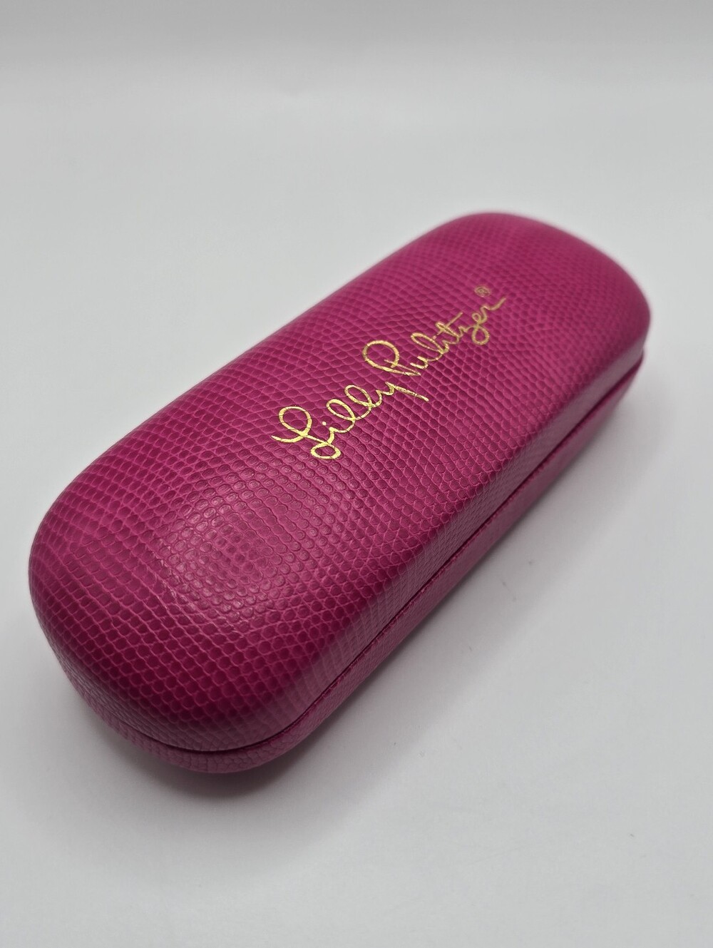 Lilly Pulitzer Hot Pink Faux Lizard Hard Glasses Case